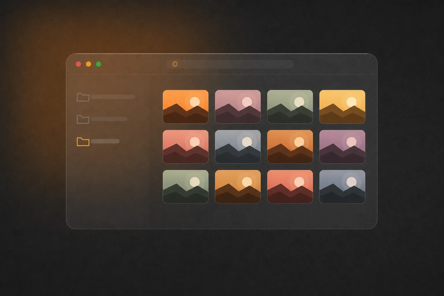 Generic cloud folder with a plain photo grid
