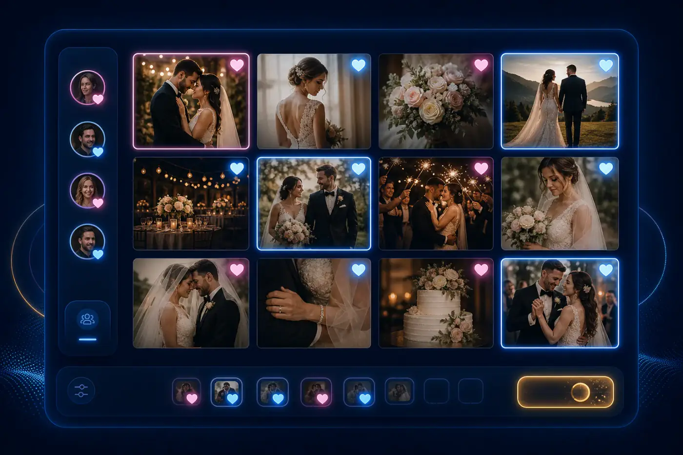 Client selecting favorite photos in a Cam-Shot proofing gallery.